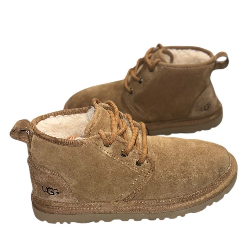 UGG Neumel Suede Boots Chestnut Lace Up Chukka Shearling Lined ~ Womens 8-9